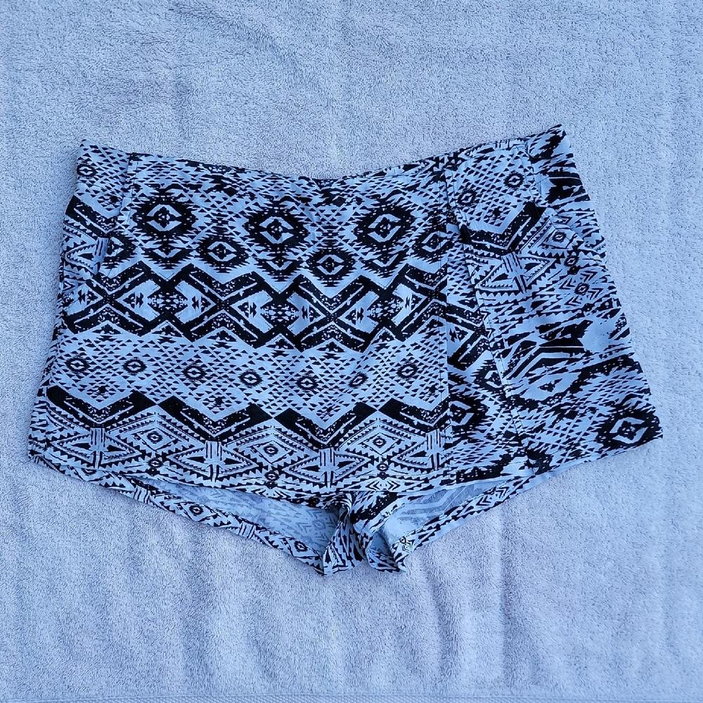 Eye Candy High Waist Black and White Geometric Shorts